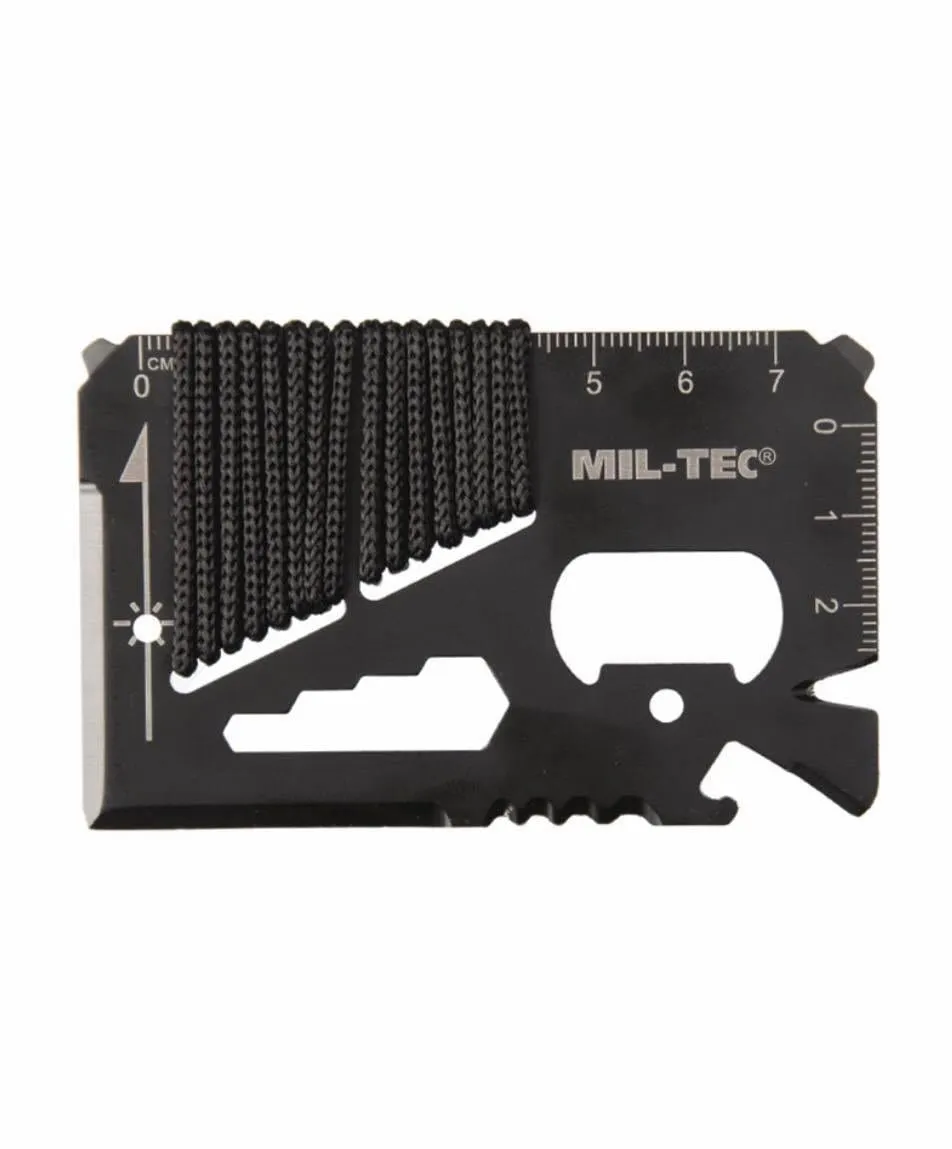 BLACK SURVIVAL TOOL CARD PARACORD WITH CASE - MIL-TEC
